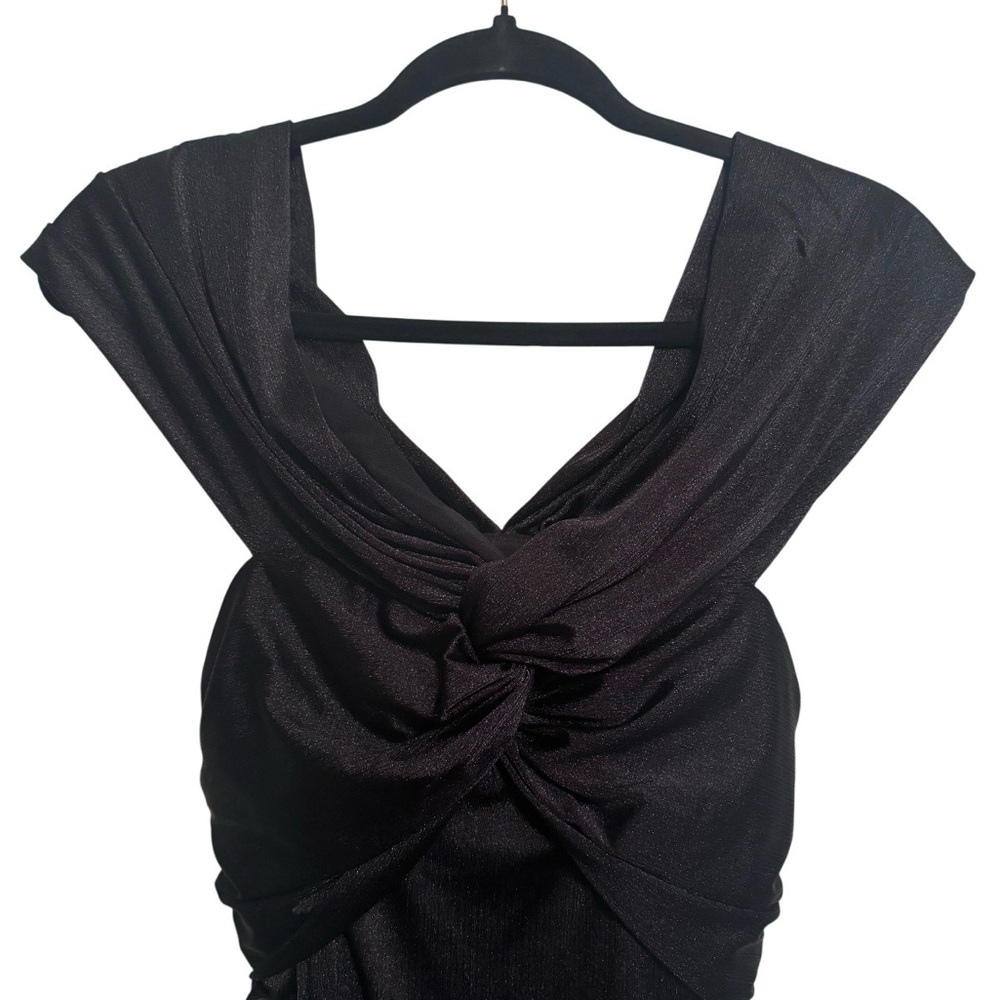 NEW Popilush Black Shapewear Off-Shoulder Ruched Shine Sculpting Midi Dress Lg - Picture 4 of 8